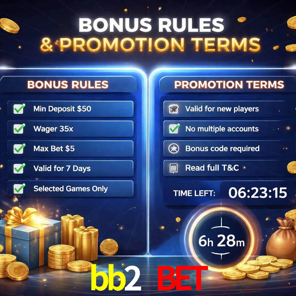 Reglas de promoción bb2 bet y condiciones de bonos explicadas visualmente
